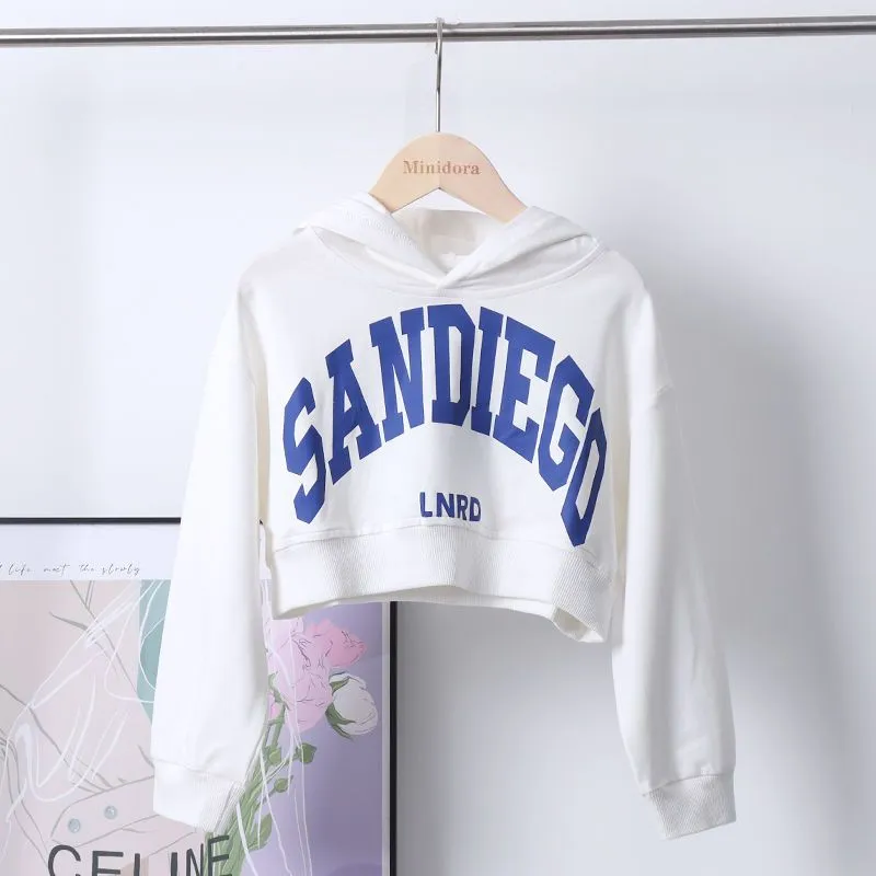 100-170 韓国 3色 春 秋 子供服 キッズ ジュニア 女の子 ショート丈 アルファベット フード付き トップス パーカー