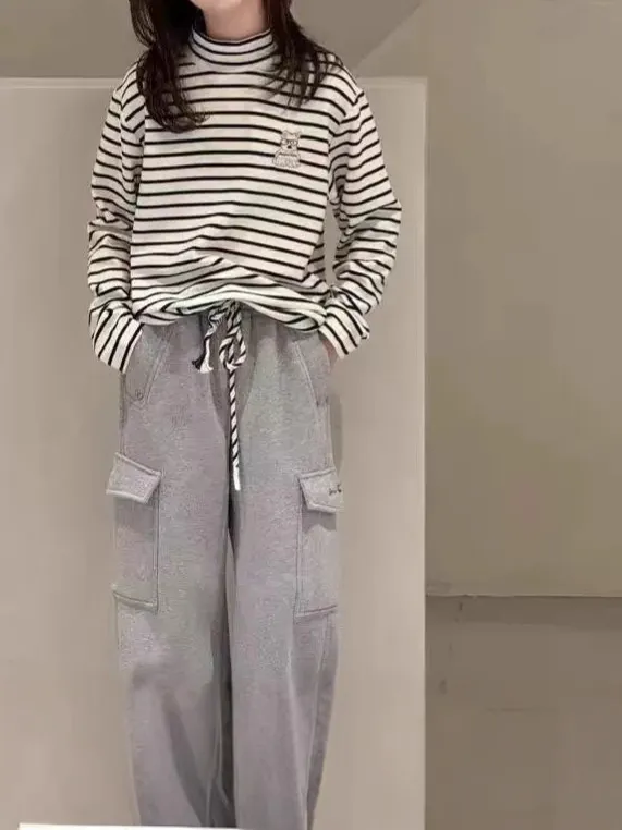 【130-170cm】トップス 女の子 ボーダー柄 おしゃれ 定番 合わせやすい ディリー 長袖 Tシャツ