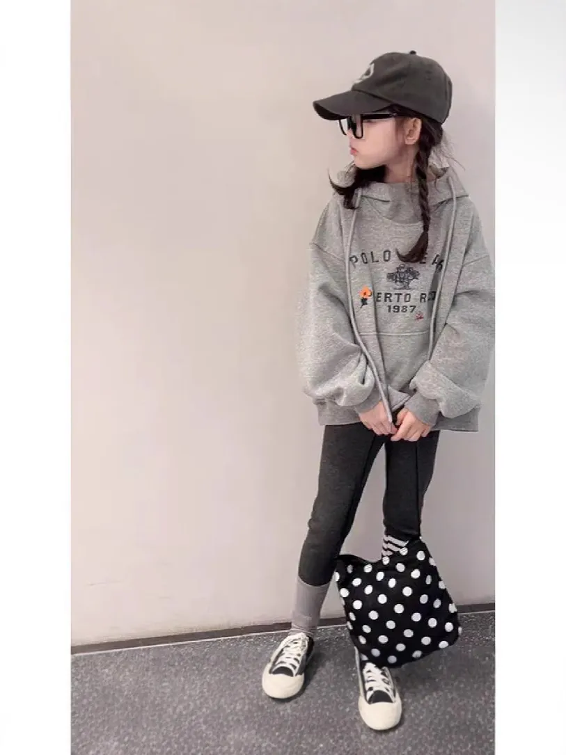 【110-170cm】パーカー シンプル 女の子 フード付き 定番 ディリー アルファベット トップス