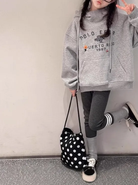 【110-170cm】パーカー シンプル 女の子 フード付き 定番 ディリー アルファベット トップス