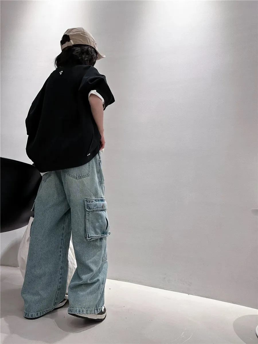 【120-170cm】デニムパンツ 女の子 おしゃれ シンプル 定番 トレンド カジュアルパンツ