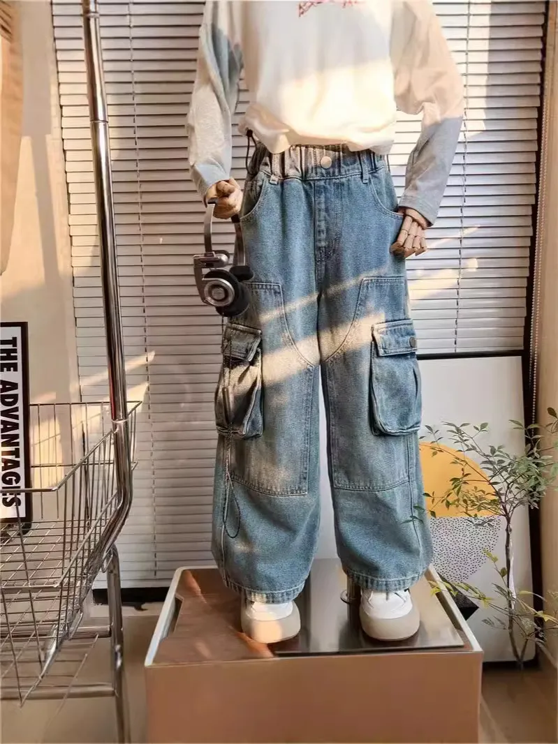 【120-170cm】デニムパンツ 女の子 おしゃれ シンプル 定番 トレンド カジュアルパンツ