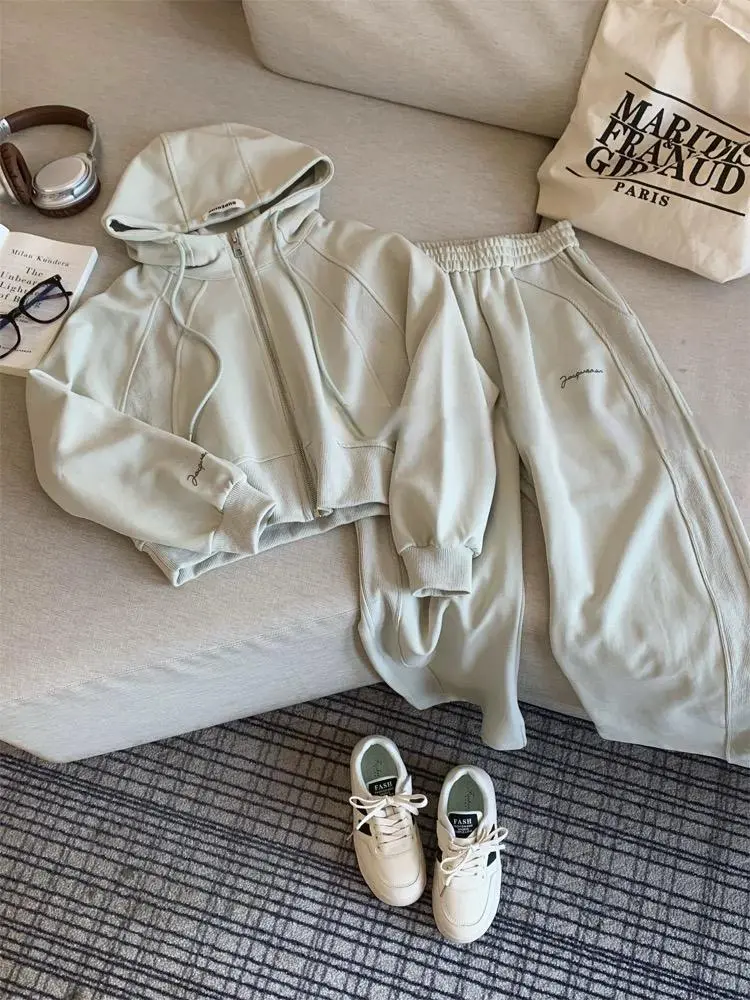 【120-170cm】二点セット 楽ちん おしゃれ カジュアル 着心地良い フード付き アウター+長ズボン セットアップ