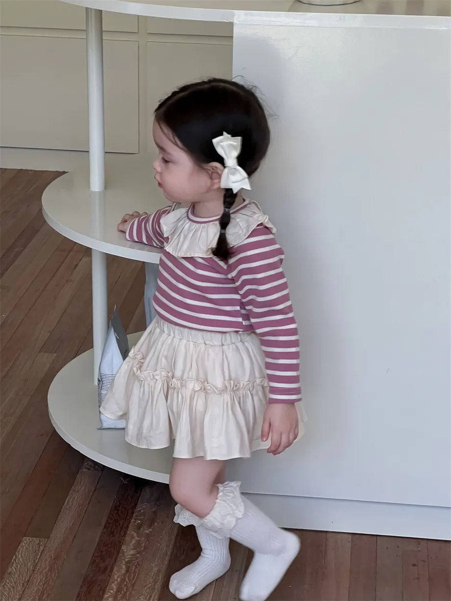 【73-100cm】好感度100％ 売れ筋 可愛い スウィート ボーダー柄 ベビー 女の子 トップス/スカート