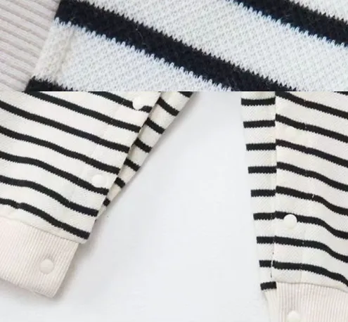 【66-90cm】よく売れる キュート 着心地良い カートゥーン ボーダー柄 ベビー 長袖 ロンパース