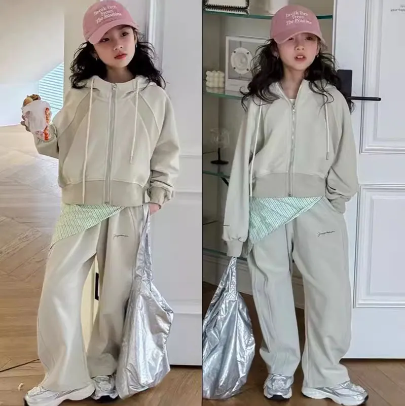 【120-170cm】二点セット 楽ちん おしゃれ カジュアル 着心地良い フード付き アウター+長ズボン セットアップ