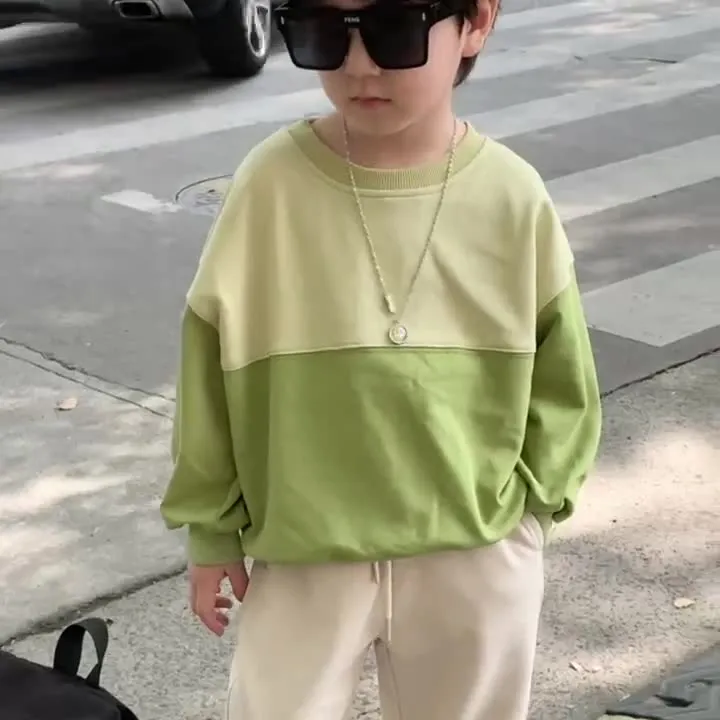 【100-160cm】人気上昇中 着心地良い バイカラー ラウンドネック 合わせやすい トレーナー