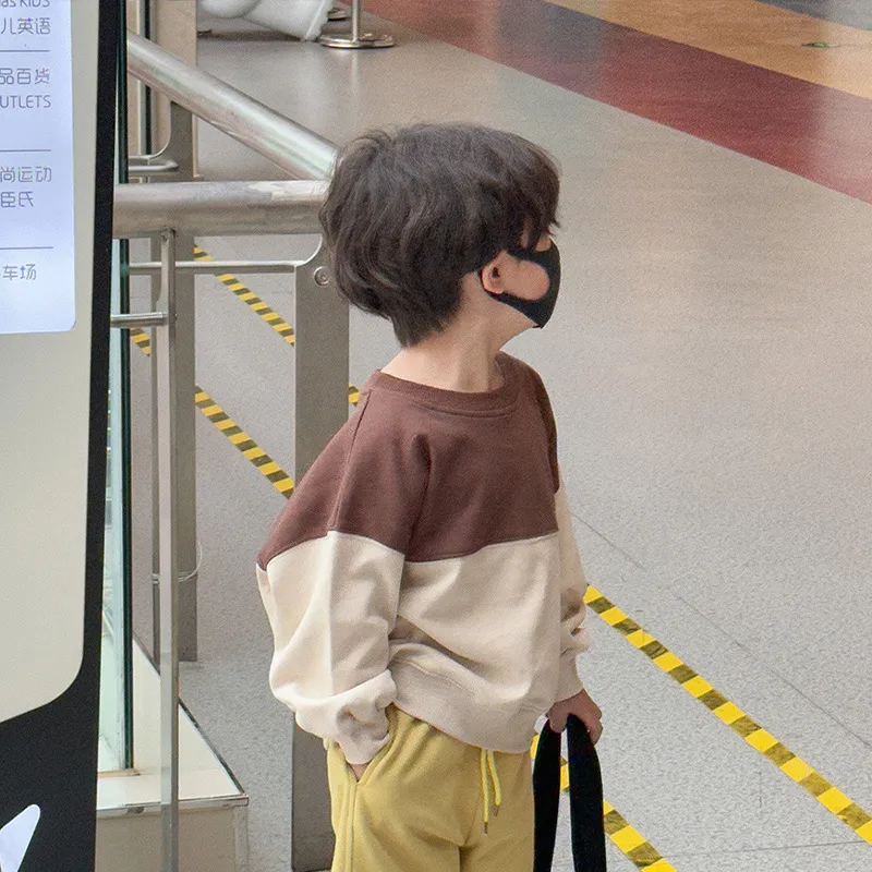 【100-160cm】人気上昇中 着心地良い バイカラー ラウンドネック 合わせやすい トレーナー