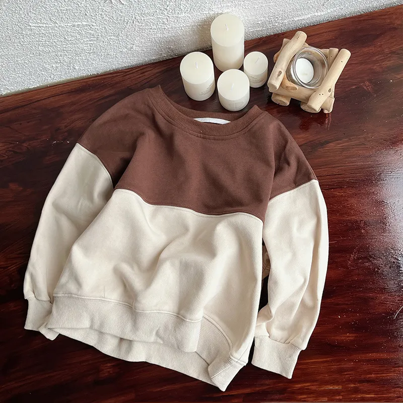 【100-160cm】人気上昇中 着心地良い バイカラー ラウンドネック 合わせやすい トレーナー