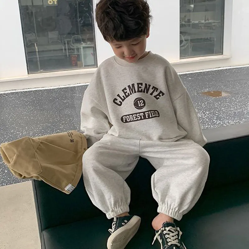 【90-140cm】二点セット 着心地良い 合わせやすい トレンド 男の子 トレーナー+長ズボン セットアップ