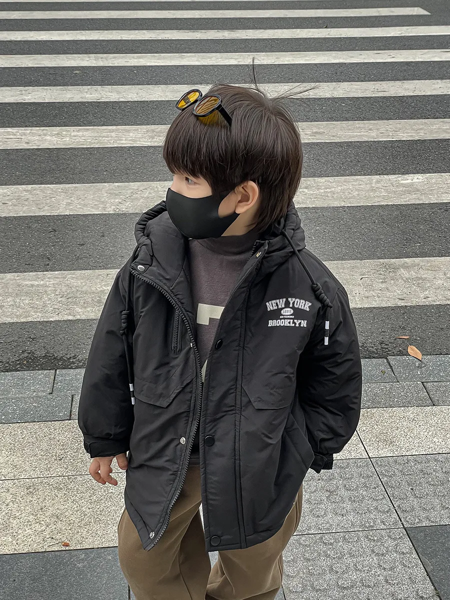 【100-160cm】今季大注目 定番 防寒 アルファベット 着心地良い 合わせやすい 暖い フード付き アウター