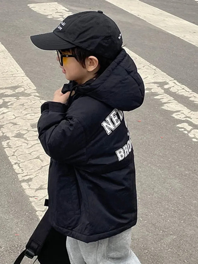 【100-160cm】今季大注目 定番 防寒 アルファベット 着心地良い 合わせやすい 暖い フード付き アウター