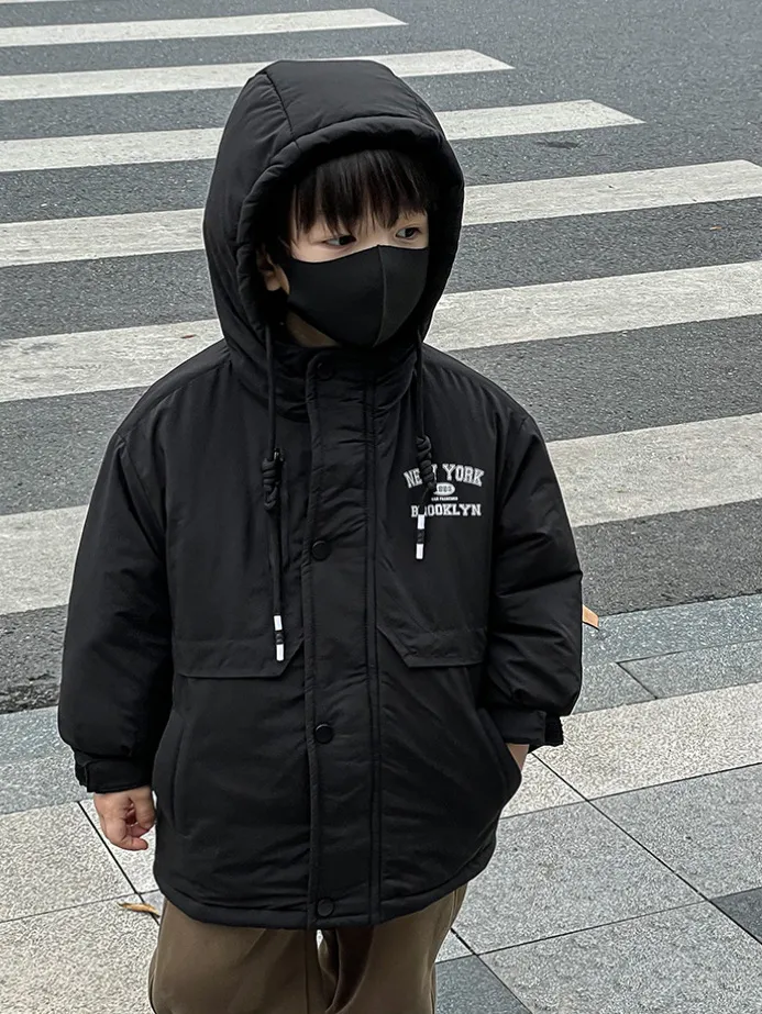 【100-160cm】今季大注目 定番 防寒 アルファベット 着心地良い 合わせやすい 暖い フード付き アウター