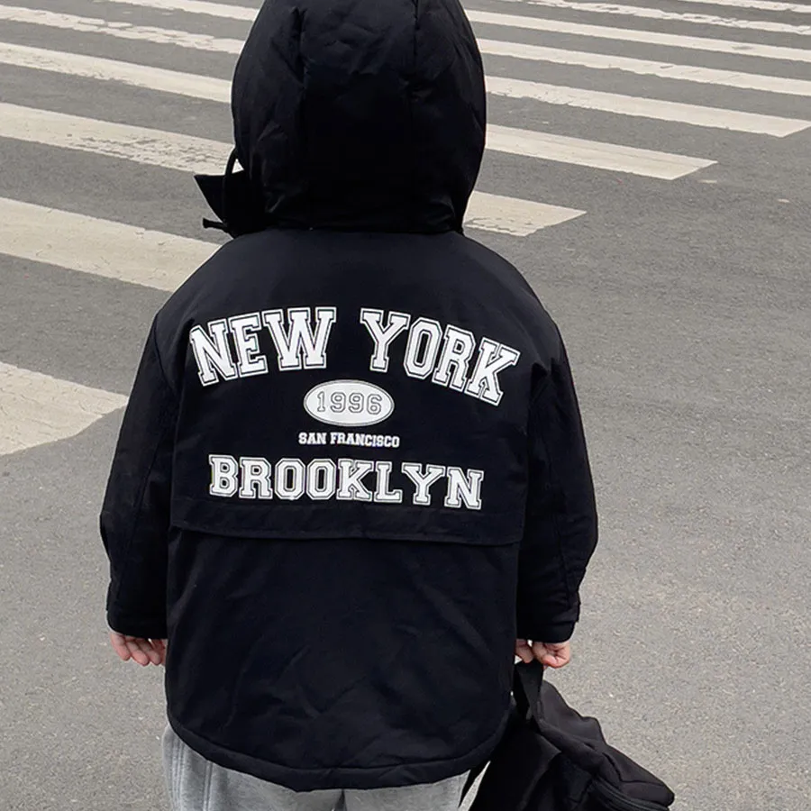 【100-160cm】今季大注目 定番 防寒 アルファベット 着心地良い 合わせやすい 暖い フード付き アウター