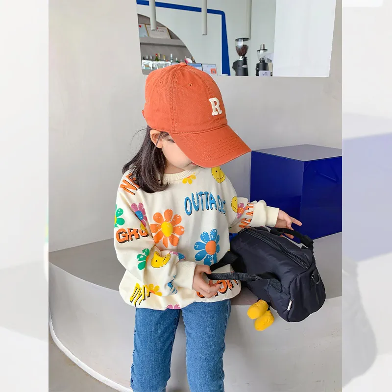 【90-150cm】おしゃれ 可愛い 花柄 女の子 カジュアル 合わせやすい トレンド 長袖 トレーナー