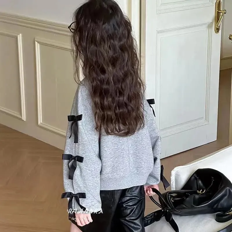 【120-170cm】大人気 ボウタイ おしゃれ 可愛い 女の子 カジュアル 合わせやすい トレンド トレーナー