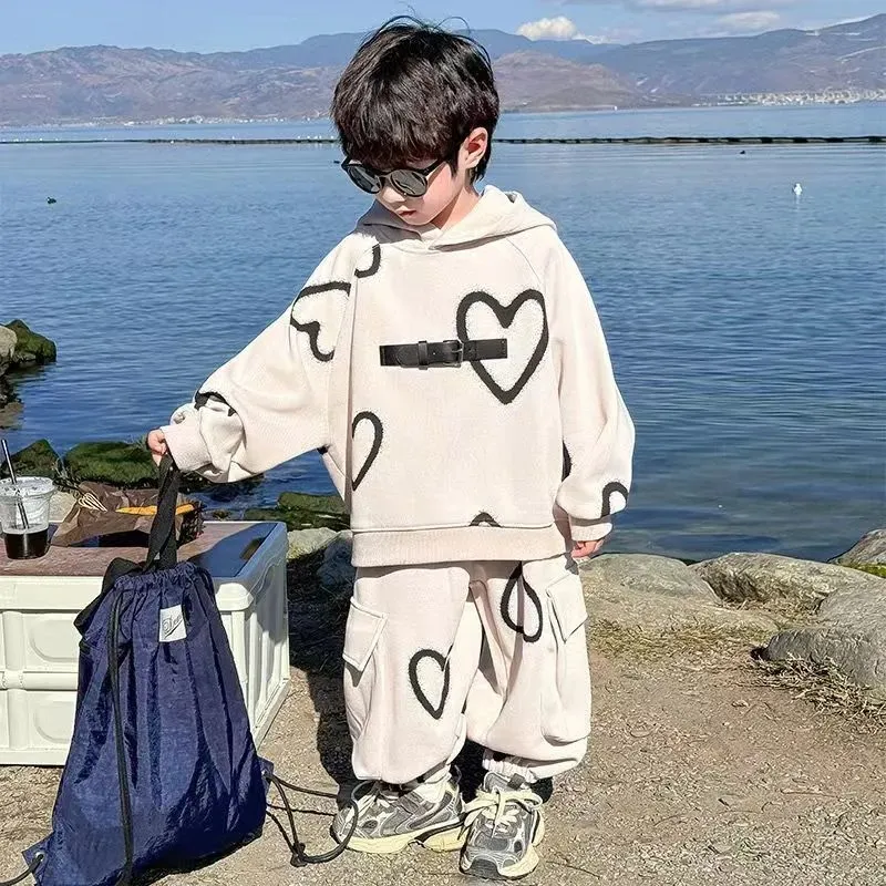 【120-170cm】二点セット 大好評 カッコイイ 着心地良い カジュアル トレンド パーカー+長ズボン セットアップ