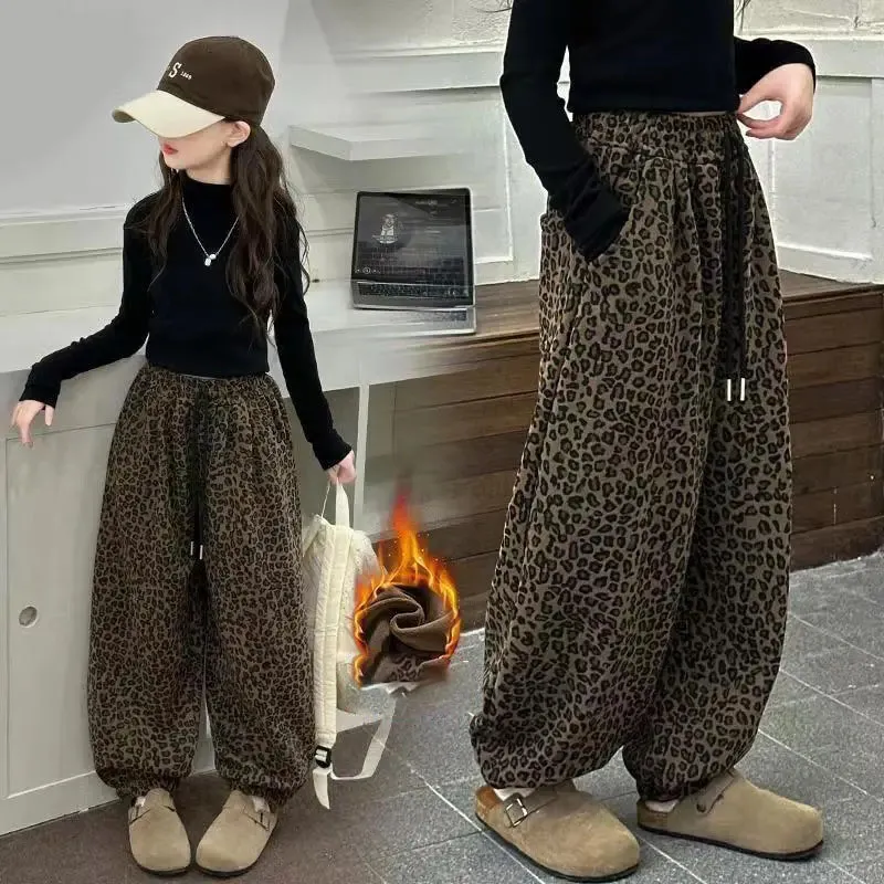 【120-170cm】大人気 女の子 カジュアル 履きやすい トレンド レオパード 長ズボン