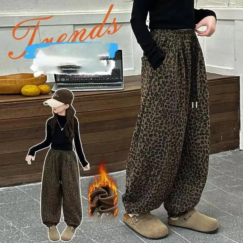 【120-170cm】大人気 女の子 カジュアル 履きやすい トレンド レオパード 長ズボン
