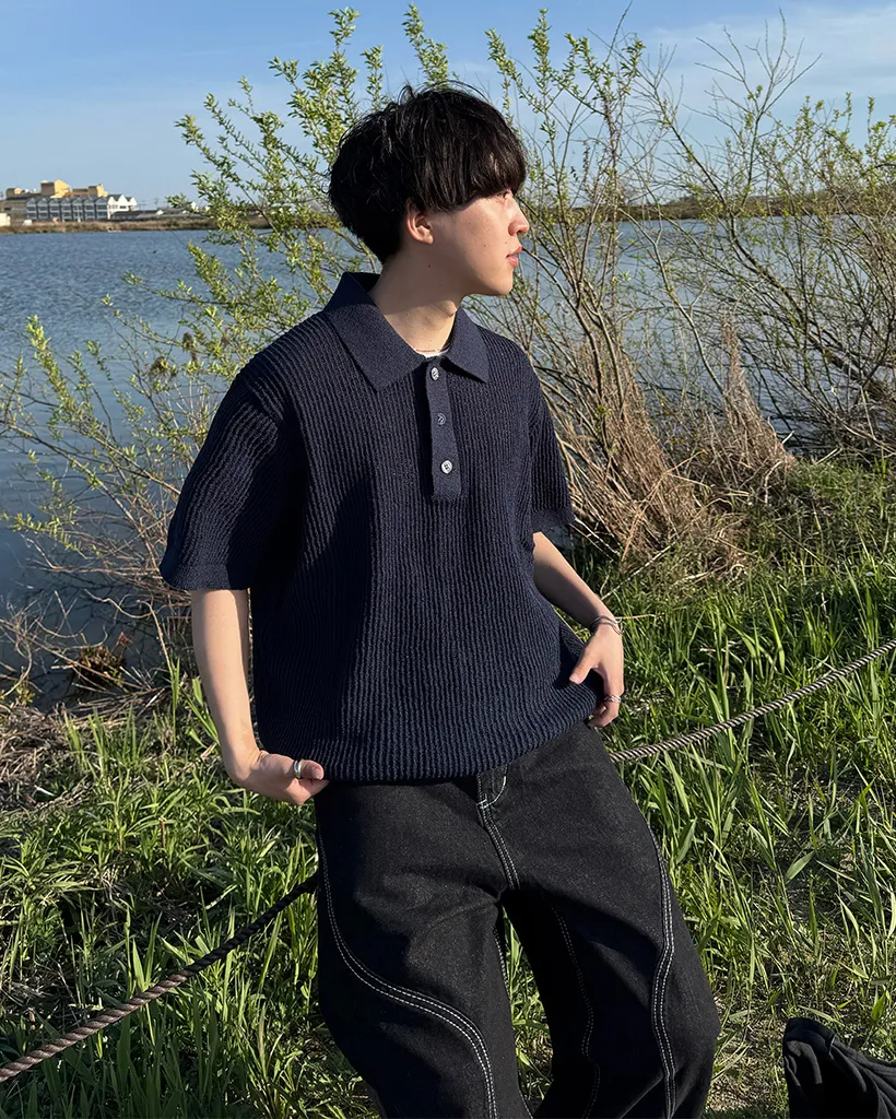 リブカラーニット