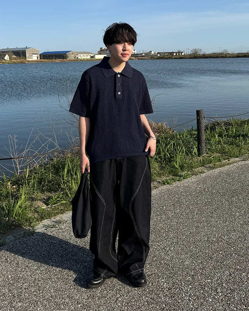 リブカラーニット