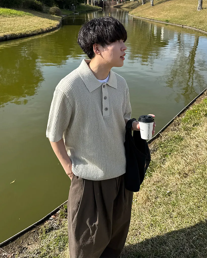 リブカラーニット