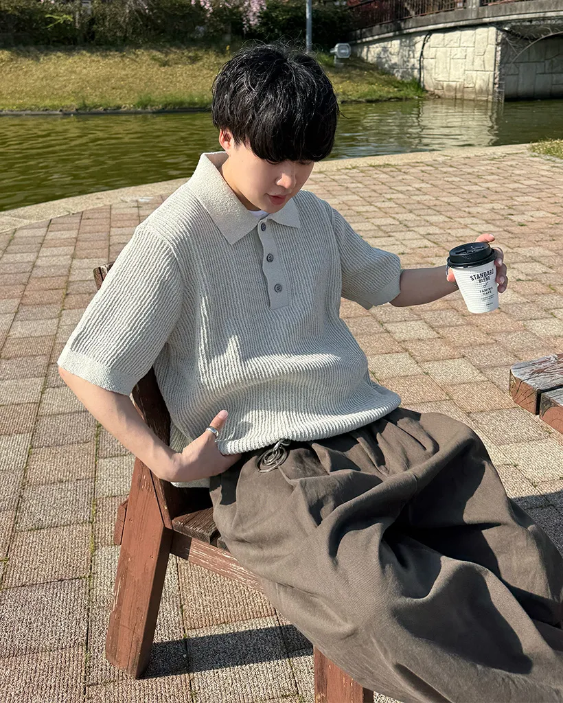 リブカラーニット