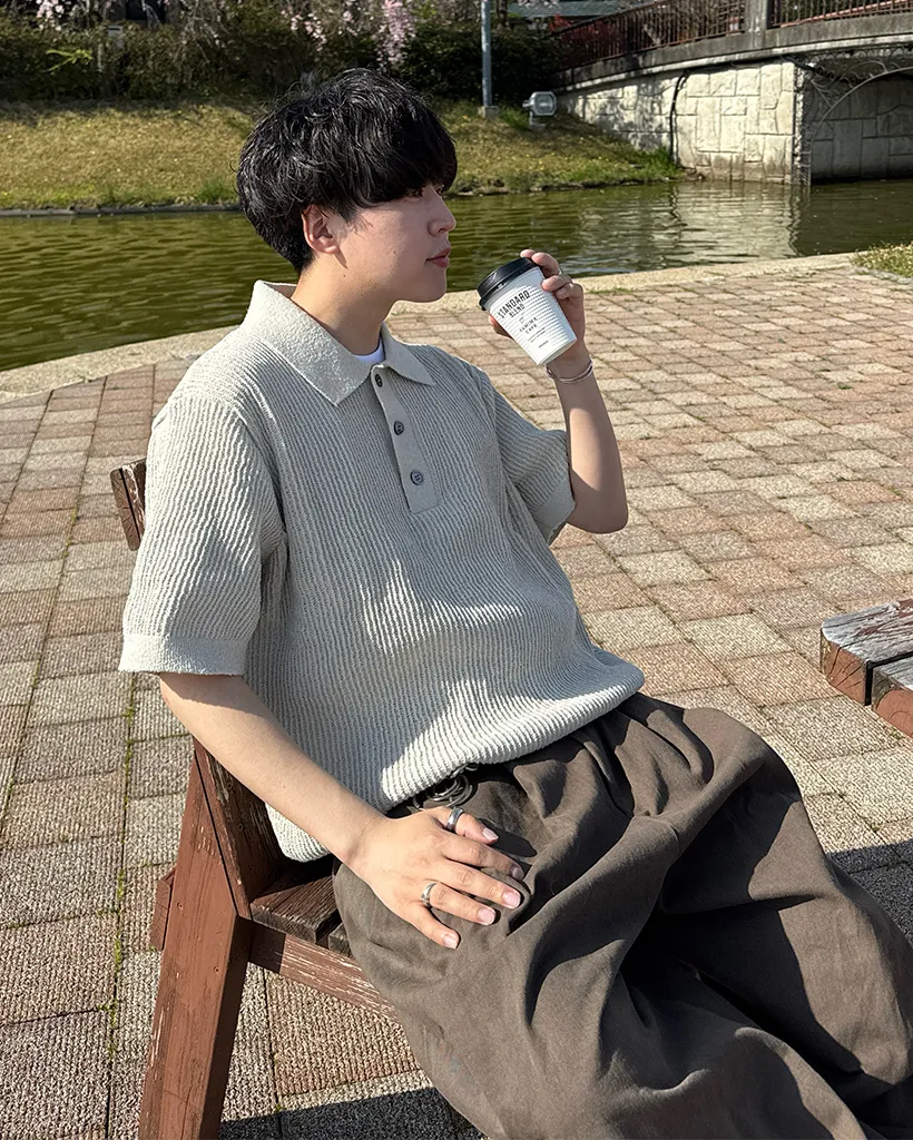 リブカラーニット