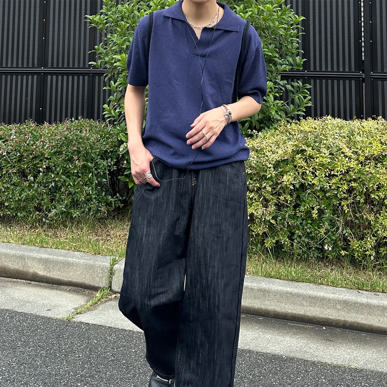 ブークレオープンカラーニットウェア
