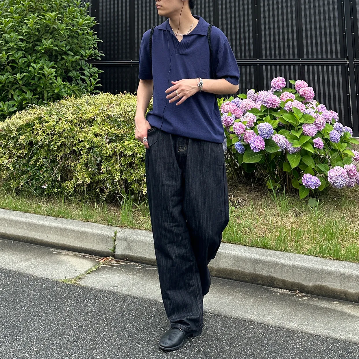 ブークレオープンカラーニットウェア