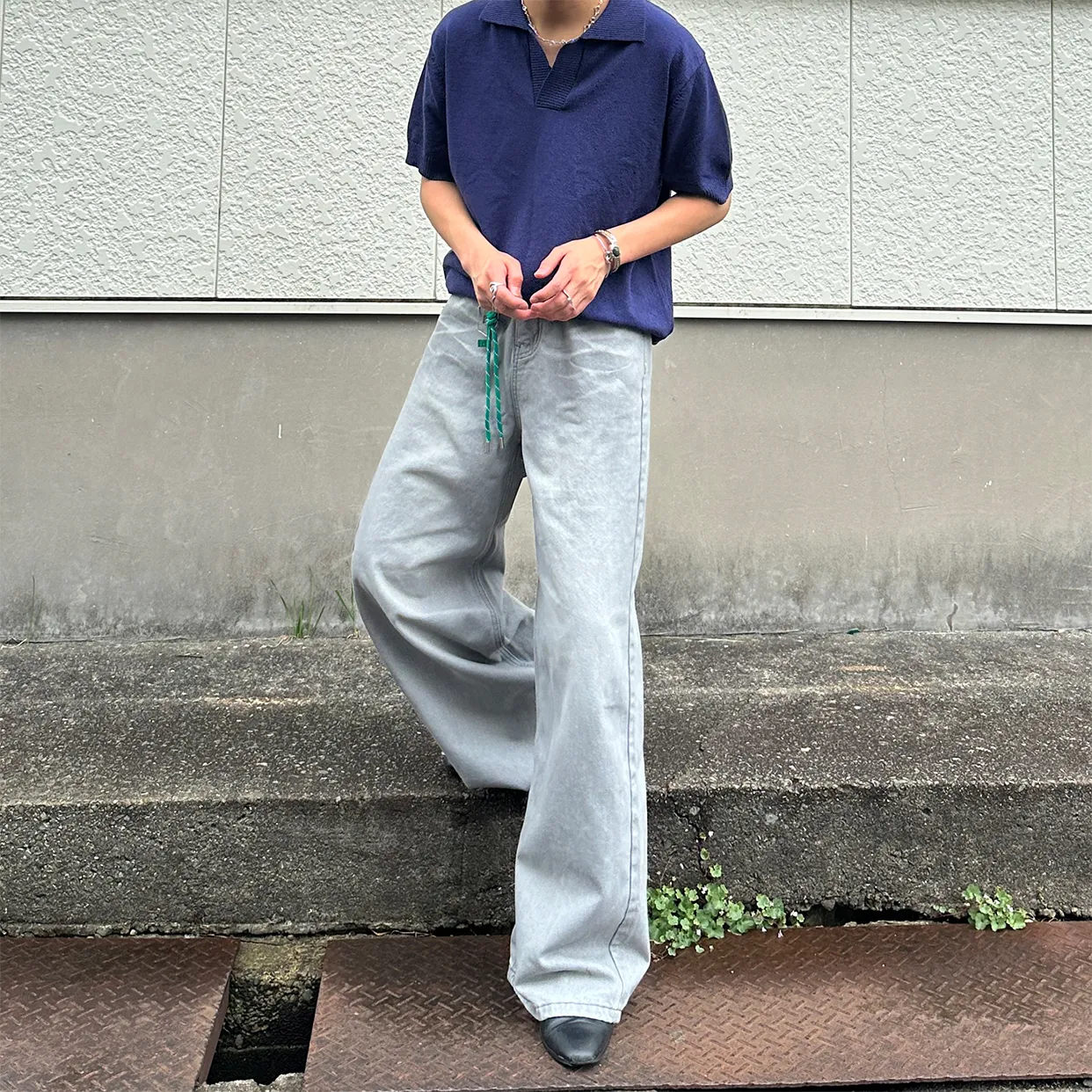 ブークレオープンカラーニットウェア