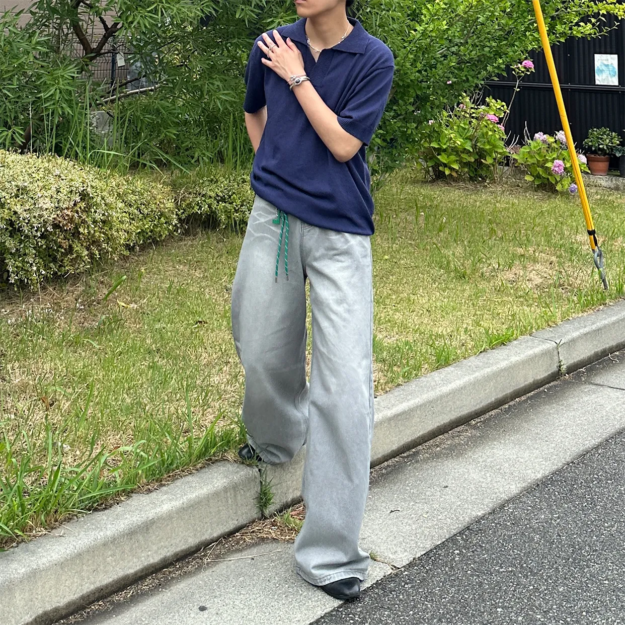 ブークレオープンカラーニットウェア