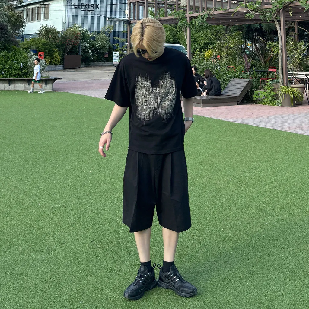 (ユニセックス) ブラッシュプリントTシャツ