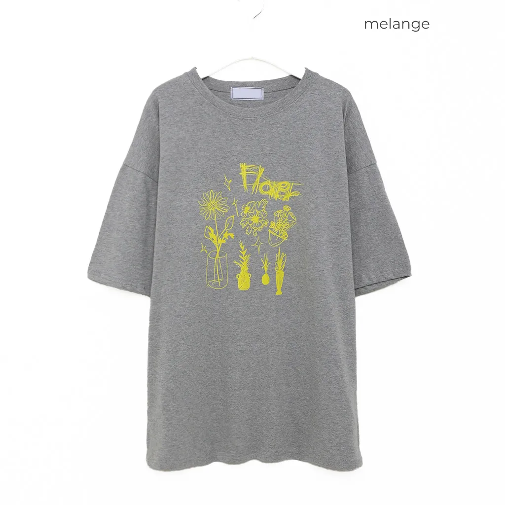 (ユニセックス) フラワープリント半袖Tシャツ