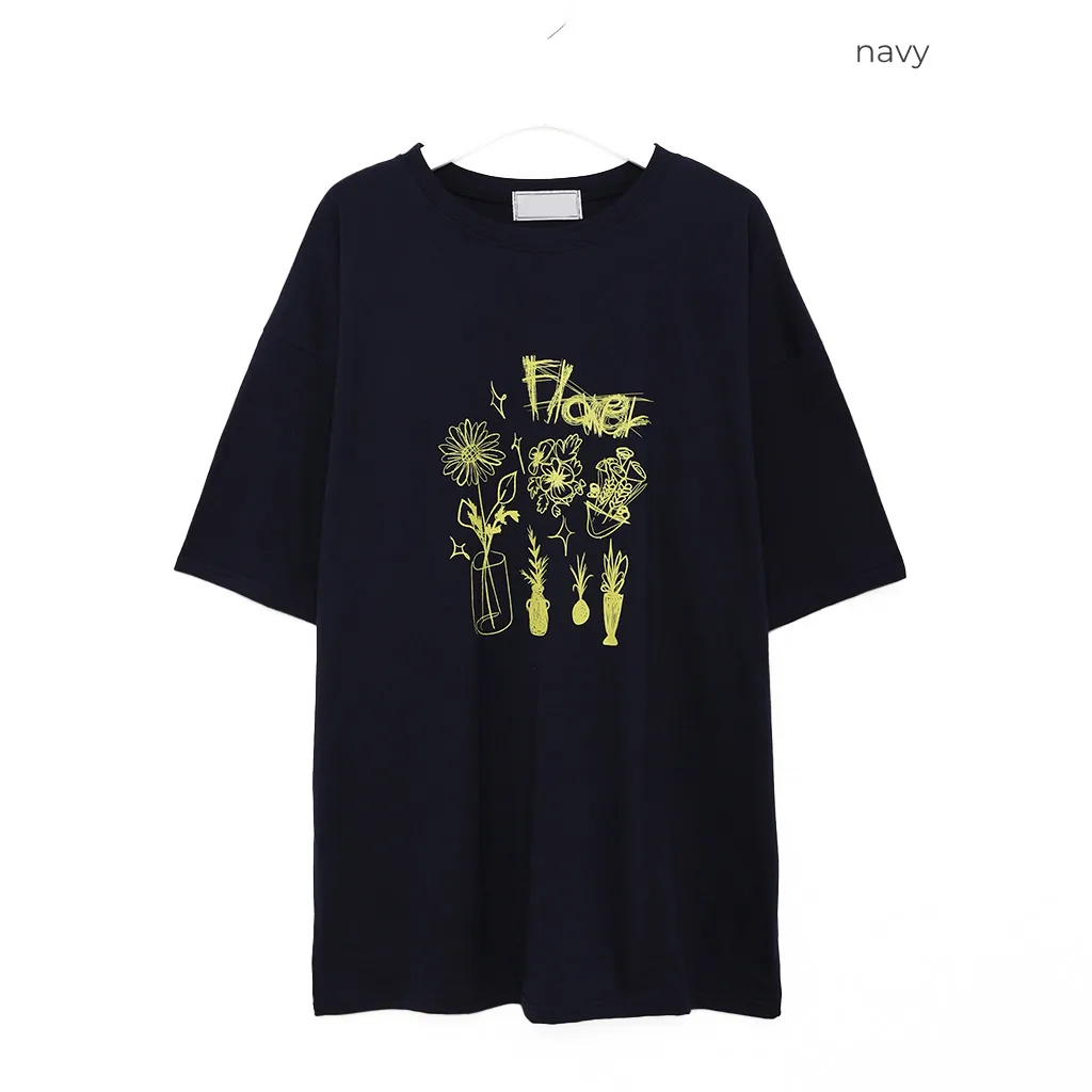 (ユニセックス) フラワープリント半袖Tシャツ