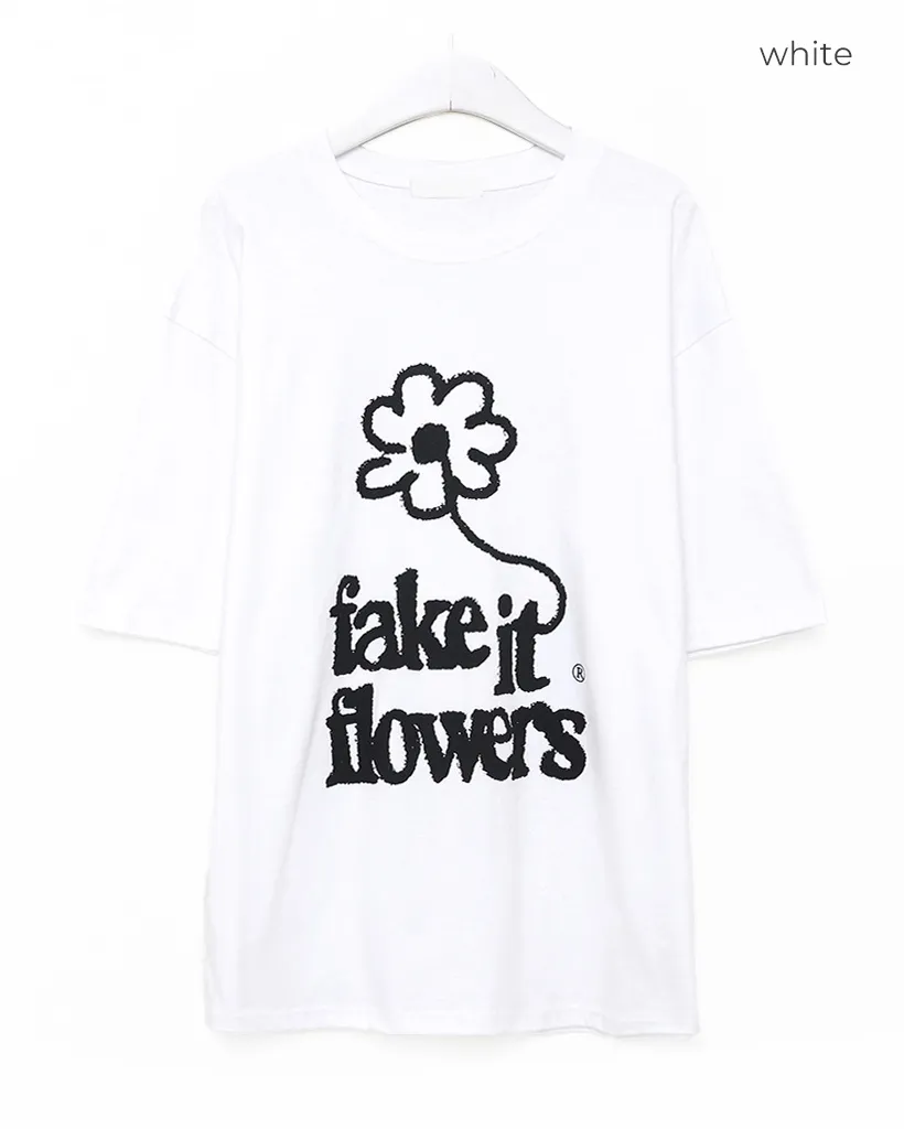 (ユニセックス) フラワーレタリング半袖Ｔシャツ