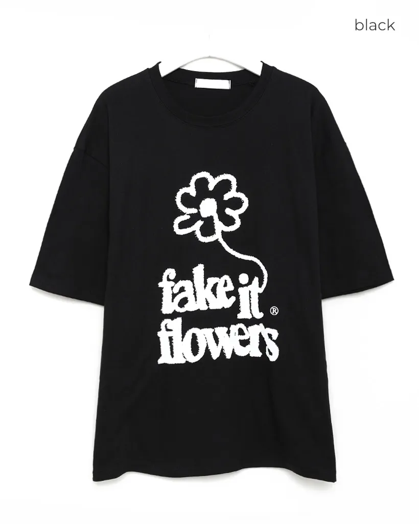 (ユニセックス) フラワーレタリング半袖Ｔシャツ