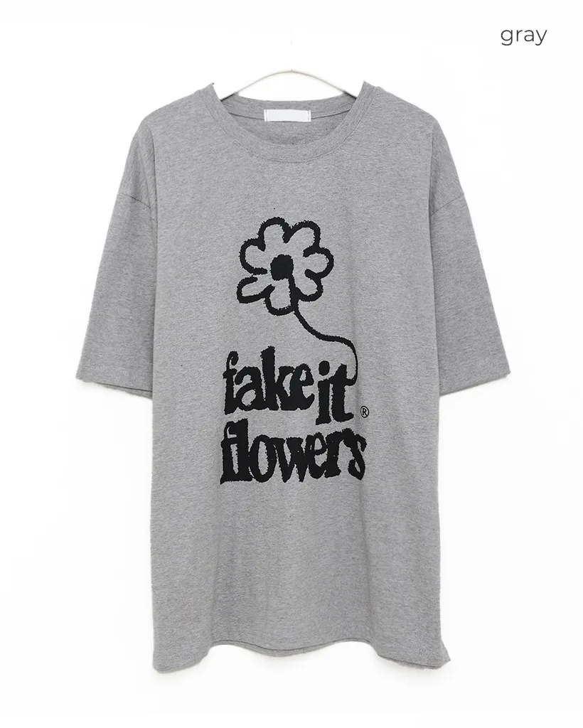 (ユニセックス) フラワーレタリング半袖Ｔシャツ
