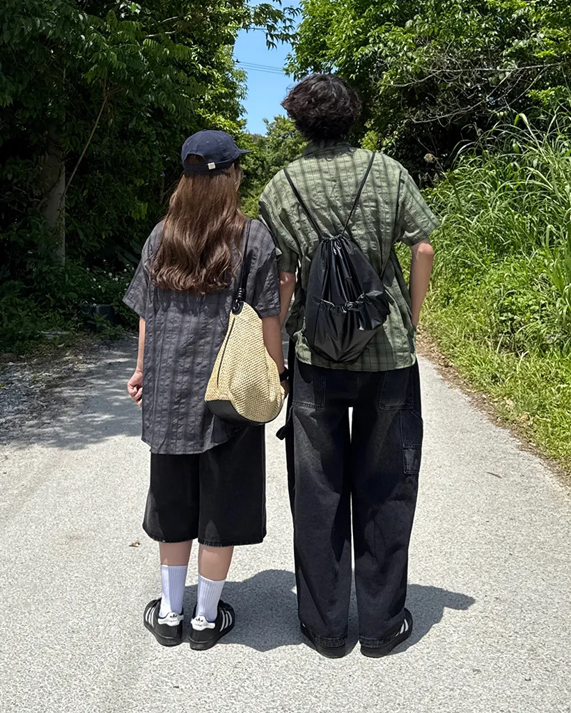 （ユニセックス）タータンチェックハーフシャツ