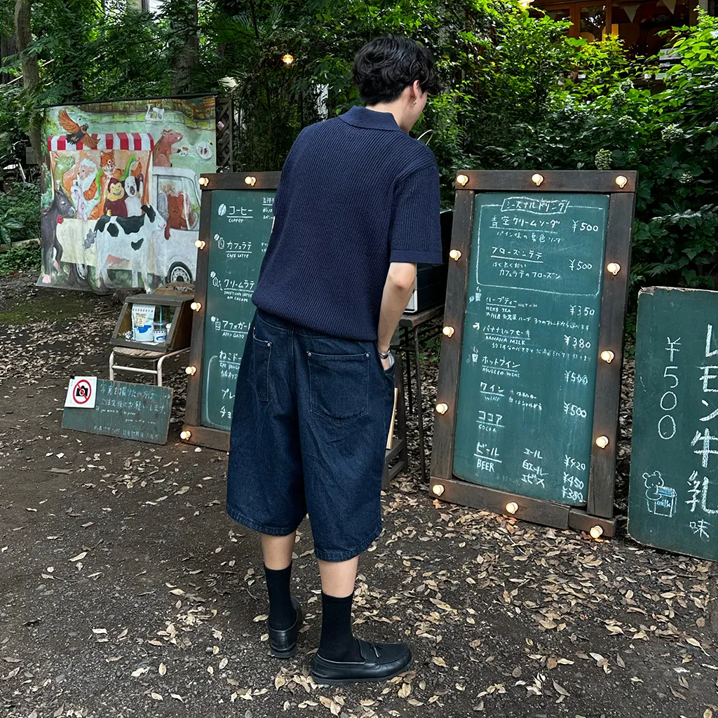 スリーボータン半袖カラーニット