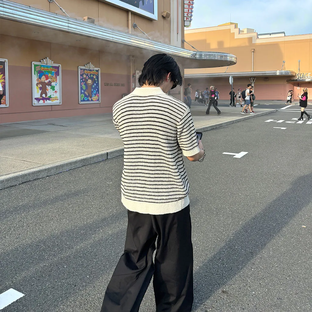 カラーボタンボーダーニット