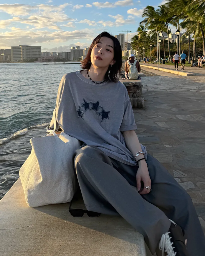 スターデニムウォッシュ半袖Tシャツ