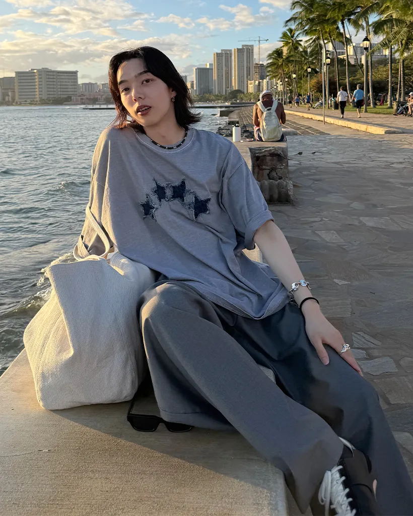 スターデニムウォッシュ半袖Tシャツ