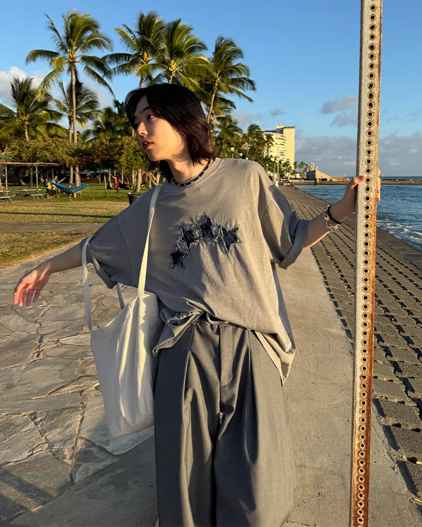 スターデニムウォッシュ半袖Tシャツ