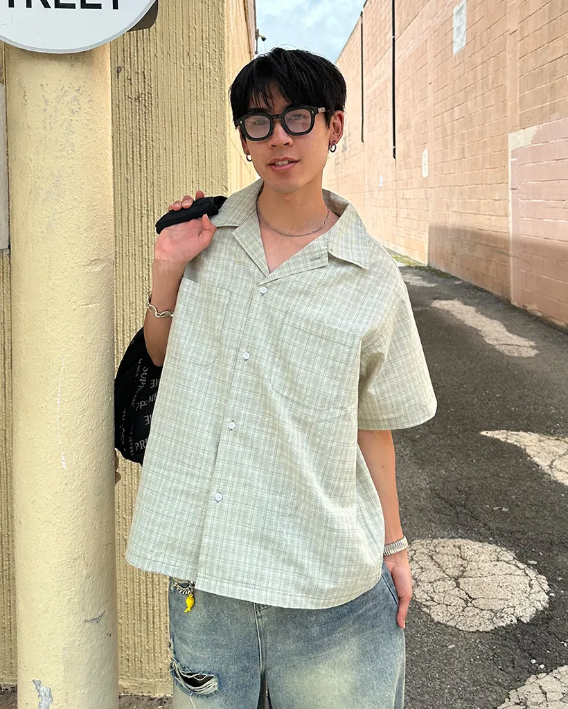 ツーポケットチェック半袖シャツ