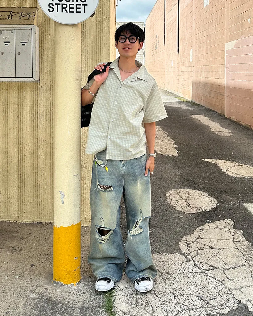 ツーポケットチェック半袖シャツ