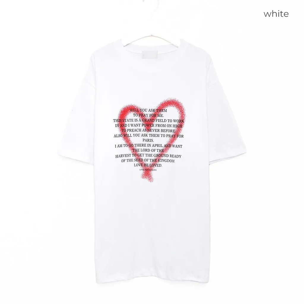 (ユニセックス) ハートスプレーポイント半袖Tシャツ