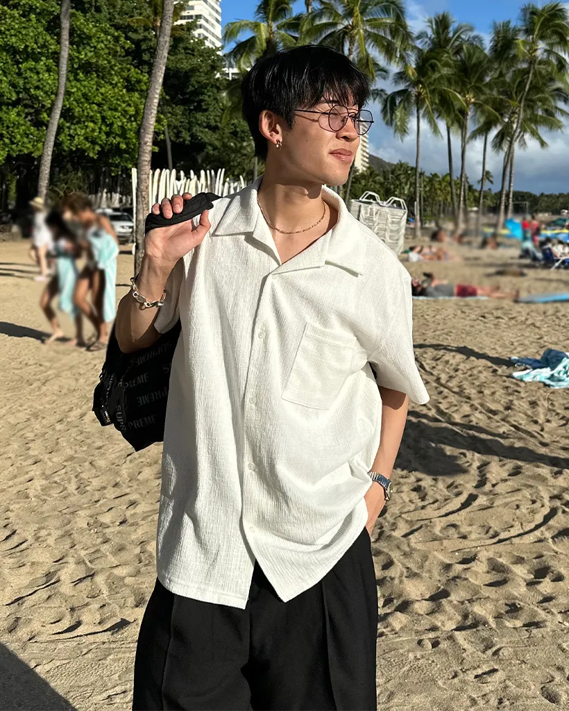 シンプル半袖カラーシャツ