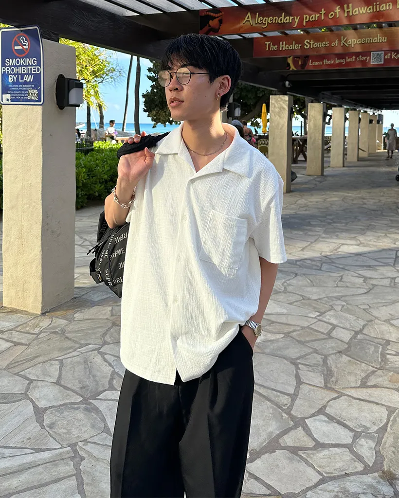 シンプル半袖カラーシャツ