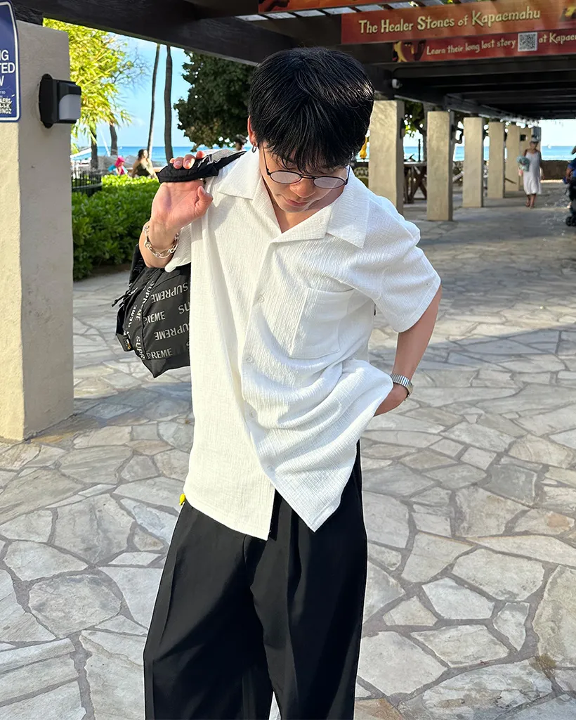 シンプル半袖カラーシャツ
